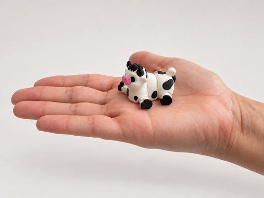 Cow Fidget articulated fidget resting in an open hand.