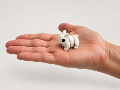 Rodger (Rabbit) articulated fidget resting in an open hand.