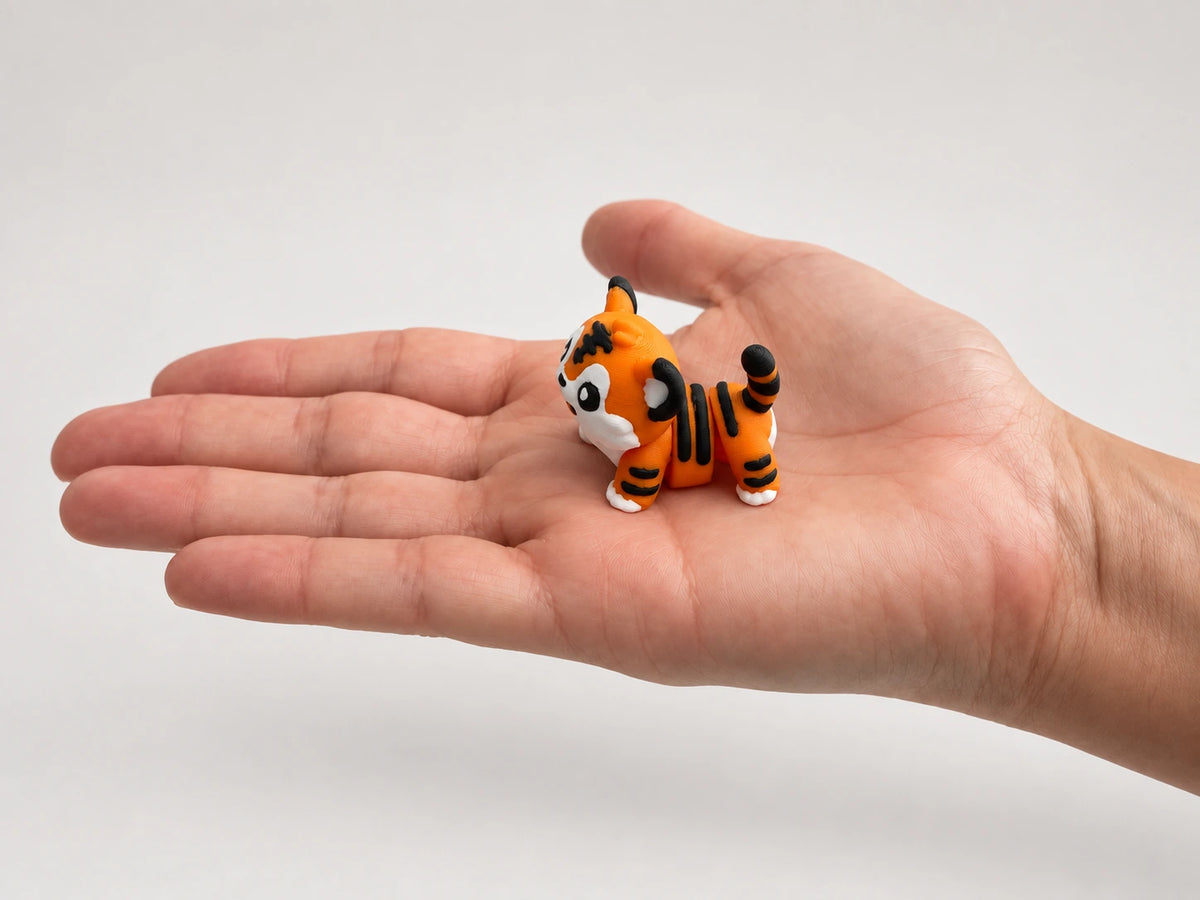 Tony Tiger articulated fidget resting in an open hand.
